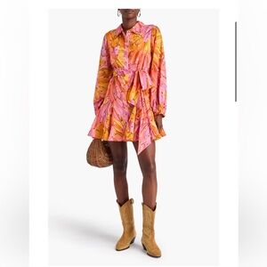 Farm Rio pink mini bananas ombré mini shirt dress XS NWT